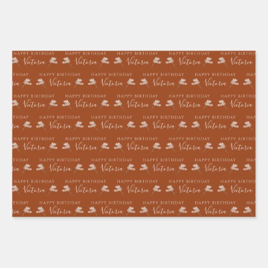 Verjaardag Aquarel Bloemige Inpakpapier Vellen (Voorkant 3)