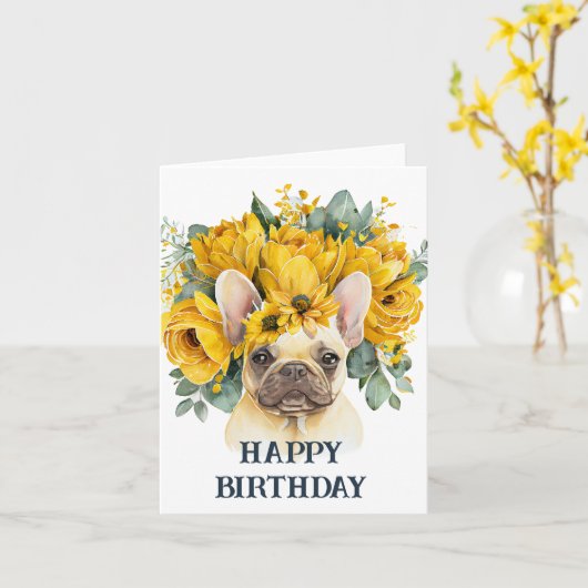 Verjaardag aquarel Franse gele bloemen Kaart (Gele Bloem)