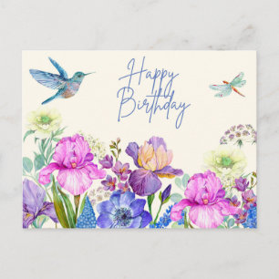 Verjaardag Aquarel Iris Bloemen Natuur Briefkaart