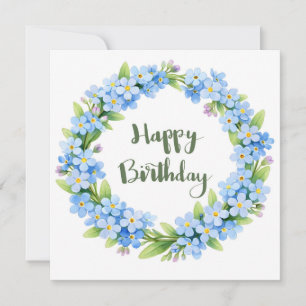 Verjaardag Aquarel Vergeet-mij-nietje Bloemen Kaart