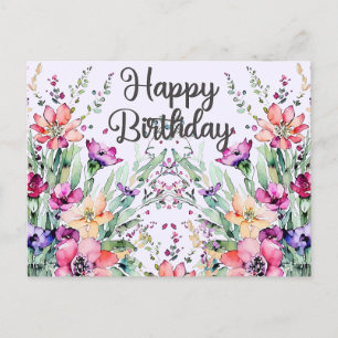 Verjaardag Aquarel Wilde Bloemen Veld Briefkaart