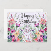 Verjaardag Aquarel Wilde Bloemen Veld Briefkaart (Voorkant / Achterkant)