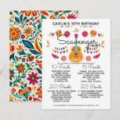 Verjaardag Ascavenger Hunt Spel kinder Fiesta Part Aankondigingskaart (Voorkant / Achterkant)