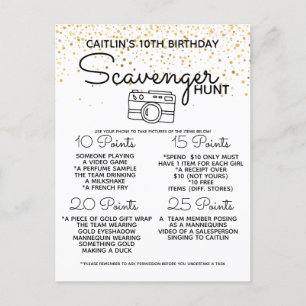 Verjaardag Ascavenger Hunt Spel kinder Fiesta Part Aankondigingskaart