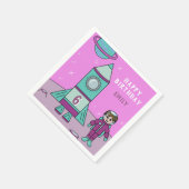 Verjaardag Astronaut Girl en Rocket Moon Space Servet (Hoek)