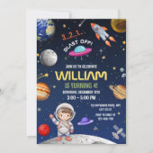 Verjaardag astronaut, Outer Space Galaxy Blast Off Kaart (Voorkant)