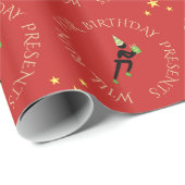 Verjaardag atleet aangepaste tekst zwart rood cadeaupapier (Rol Hoek)
