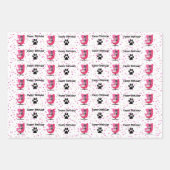 Verjaardag Atomic Cats Roze Stoel Poot Drukt Stipp Inpakpapier Vel (Voorkant)