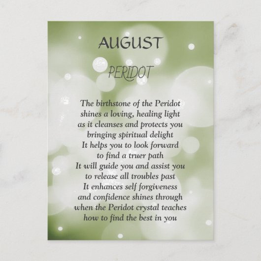 Verjaardag augustus geboortesteen Peridot Briefkaart (Voorkant)