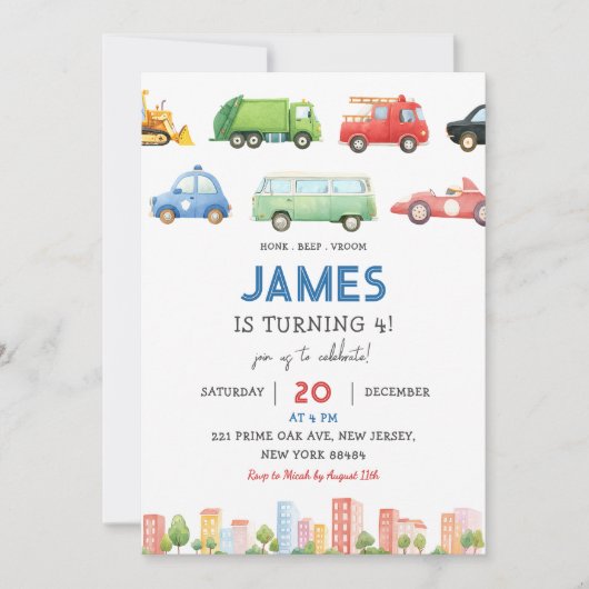 Verjaardag auto's kaart (Voorkant)