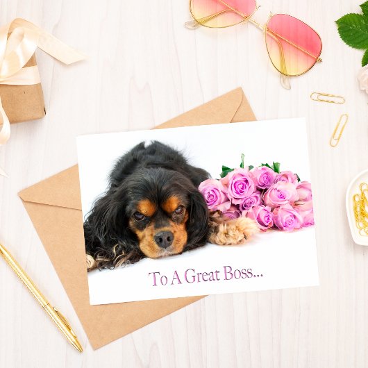 Verjaardag Baas Cavalier King Charles Spaniel Kaart