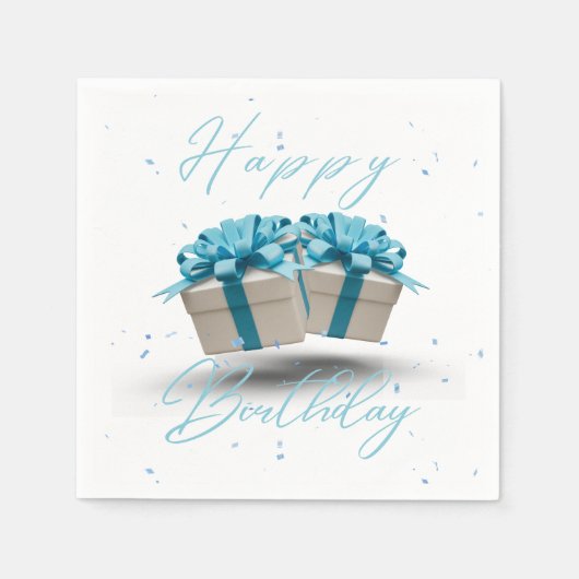Verjaardag Baby Blue 3 Laags Servetten (Voorkant)
