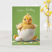 Verjaardag Baby Chick Kaart (Gele Bloem)