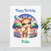 Verjaardag Baby Giraffe Fantasy Safari Kaart (Staand voorkant)