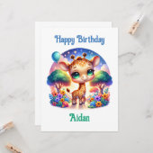 Verjaardag Baby Giraffe Fantasy Safari Kaart (Voorkant / Achterkant in situ)