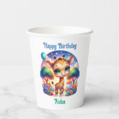 Verjaardag Baby Giraffe Fantasy Safari Papieren Bekers (Achterkant)