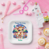 Verjaardag Baby Giraffe Fantasy Safari Papieren Bordje (Feest)