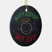 Verjaardag Baby Jesus - Religieus kerstkrijt Keramisch Ornament (Rechts)