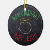 Verjaardag Baby Jesus - Religieus kerstkrijt Keramisch Ornament (Links)