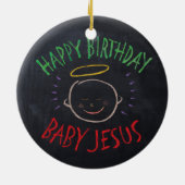 Verjaardag Baby Jesus - Religieus kerstkrijt Keramisch Ornament (Achterkant)