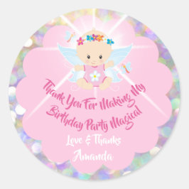 Verjaardag Baby Meisje Douche Roze Glitter Prinses Ronde Sticker