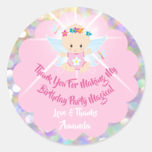 Verjaardag Baby Meisje Douche Roze Glitter Prinses Ronde Sticker