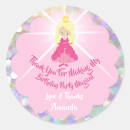 Verjaardag Baby Meisje Douche Roze Glitter Prinses Ronde Sticker