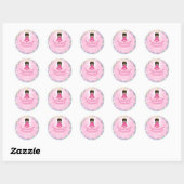 Verjaardag Baby Meisje Roze Glitter Prinses Bruin  Ronde Sticker (Vel)