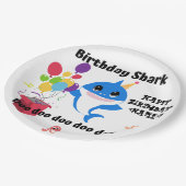 Verjaardag Baby Shark Party Papieren Bordje (Gekanteld)