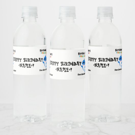 Verjaardag Baby Shark Waterfles Etiket (Flessen)