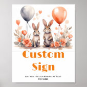 Verjaardag Baby shower PaashaasAangepaste feestbor Poster (Voorkant)