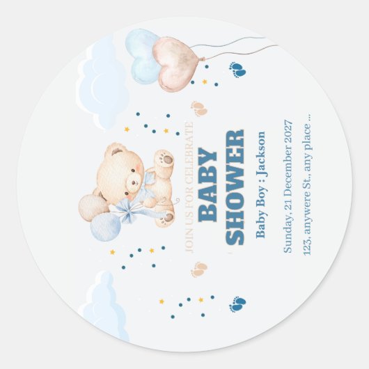 VERJAARDAG BABYSHOWER PERSONALISEER RONDE STICKER (Voorkant)
