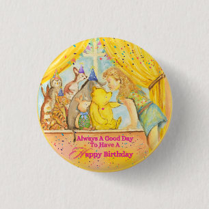 Verjaardag Badge voor Meisjes Ronde Button 3,2 Cm