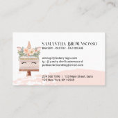 Verjaardag Bakery Unicorn Cake Blush Pink Visitekaartje (Achterkant)