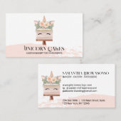 Verjaardag Bakery Unicorn Cake Blush Pink Visitekaartje (Voorkant / Achterkant)