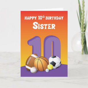 Verjaardag bal sportsister 10 jaar kaart