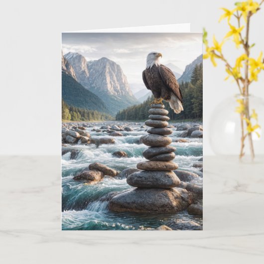 Verjaardag Bald Eagle op Cairn Kaart (Gele Bloem)