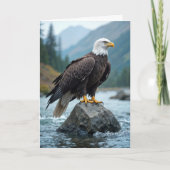Verjaardag Bald Eagle op River Rock Kaart (Voorkant)