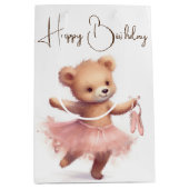 Verjaardag Ballerina Beer met Slippers Medium Cadeauzakje (Voorkant)