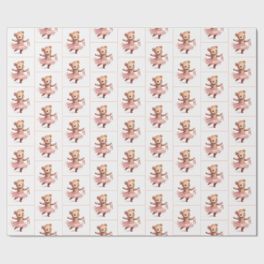 Verjaardag Ballerina Dancing Beer Cadeaupapier (Vlak)