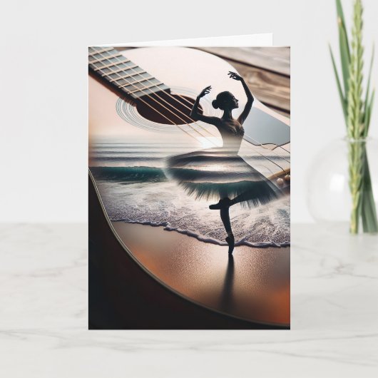 Verjaardag Ballerina danser in gitaar Kaart (Voorkant)