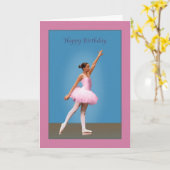 Verjaardag, Ballerina in het roze Kaart (Gele Bloem)