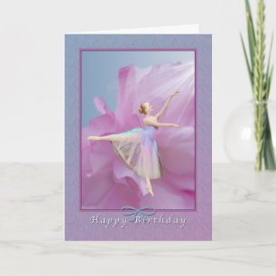 Verjaardag, Ballerina op roze en blauw Kaart