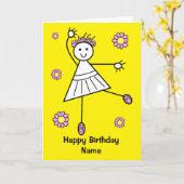 Verjaardag balletdanseres schattig meisje kaart (Gele Bloem)