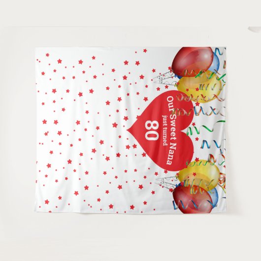 Verjaardag Ballon Achtergrond 80e Nana Photo Prop Wandkleed (Voorkant (horizontaal))