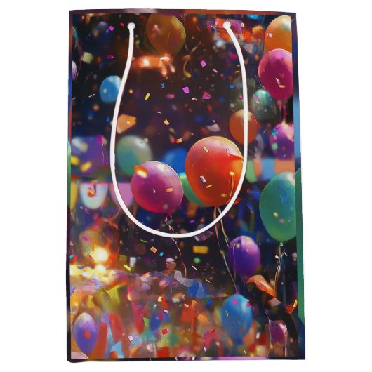 Verjaardag Ballon Gift Bag Medium Cadeauzakje (Voorkant)