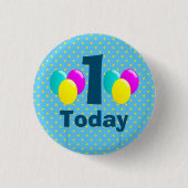 Verjaardag, Ballonnen, Blauwe Polka Dots  Ronde Button 3,2 Cm (Voorkant)