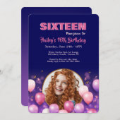 Verjaardag ballonnen foto uitnodiging (Voorkant / Achterkant)