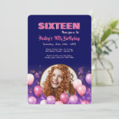 Verjaardag ballonnen foto uitnodiging (Staand voorkant)