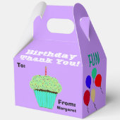 Verjaardag Ballonnen Groene Cupcake Bedankt Naam Bedankdoosjes (Achterkant)